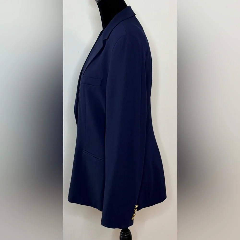 Lauren Ralph Lauren Wool Blend Blazer Preppy Classic lapel collar logo button 12 - Picture 10 of 12